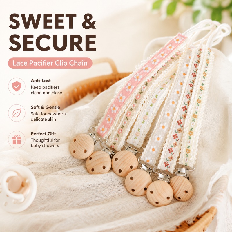 Baby Products - Cadena de Encaje para Chupete, Clip